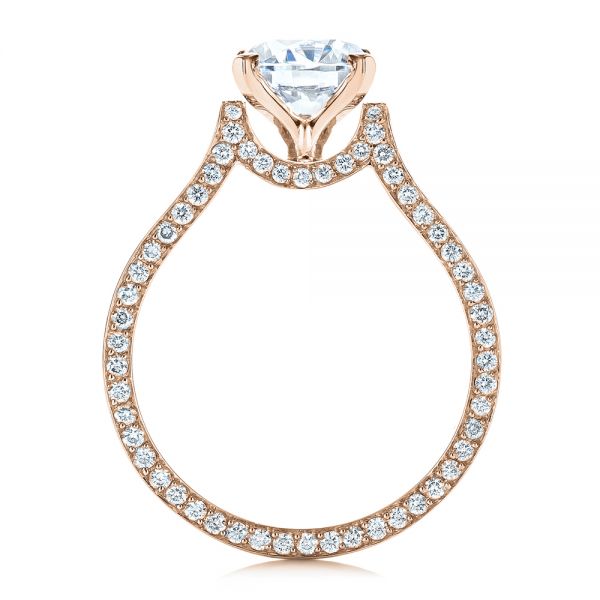 18k Rose Gold 18k Rose Gold Custom Diamond Engagement Ring - Front View -  1259