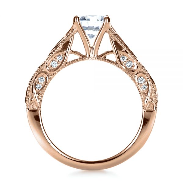 14k Rose Gold 14k Rose Gold Custom Diamond Engagement Ring - Front View -  1296