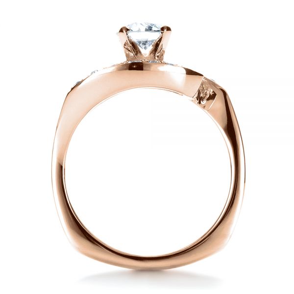 14k Rose Gold 14k Rose Gold Custom Diamond Engagement Ring - Front View -  1302