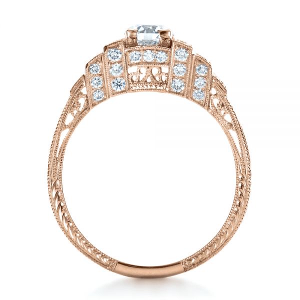 14k Rose Gold 14k Rose Gold Custom Diamond Engagement Ring - Front View -  1346