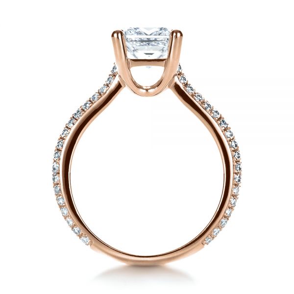 18k Rose Gold 18k Rose Gold Custom Diamond Engagement Ring - Front View -  1402