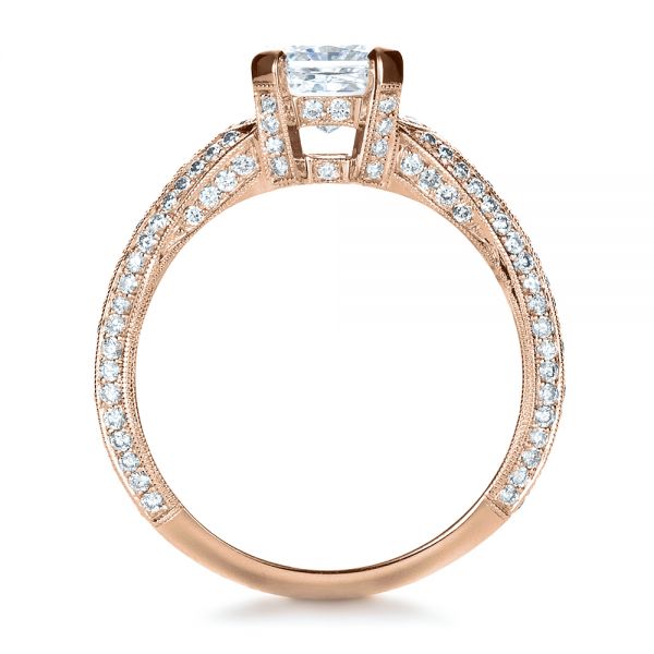 18k Rose Gold 18k Rose Gold Custom Diamond Engagement Ring - Front View -  1410