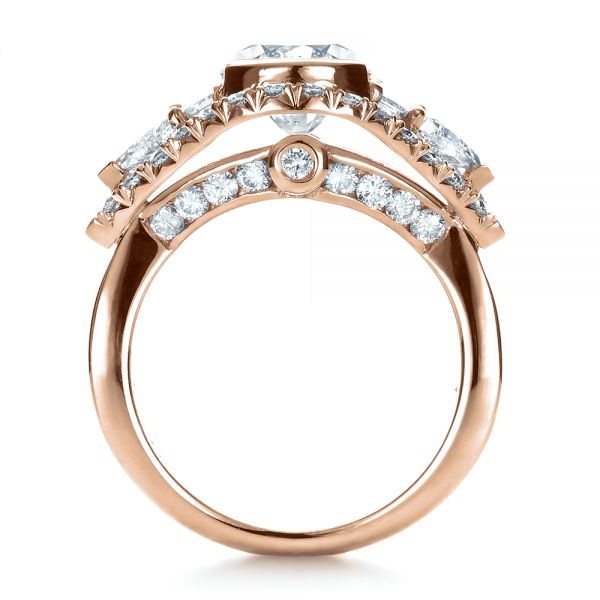 18k Rose Gold 18k Rose Gold Custom Diamond Engagement Ring - Front View -  1414