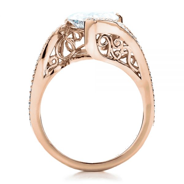 18k Rose Gold 18k Rose Gold Custom Diamond Engagement Ring - Front View -  1442