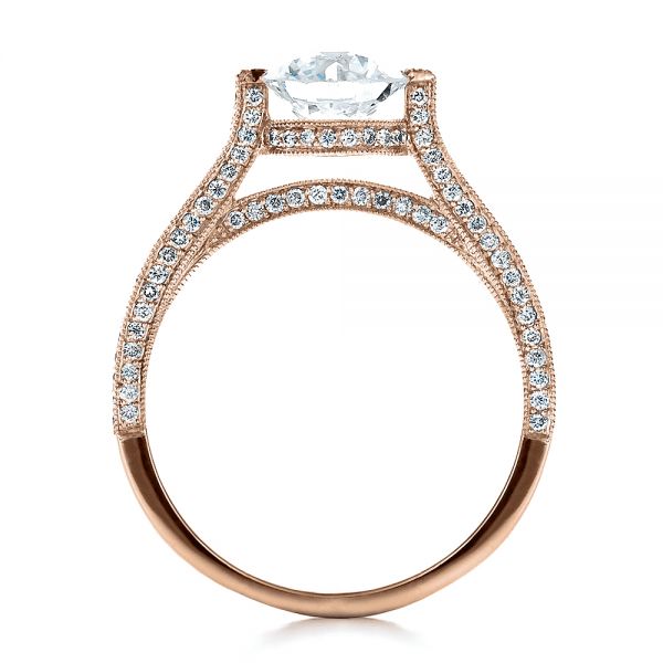 18k Rose Gold 18k Rose Gold Custom Diamond Engagement Ring - Front View -  1443