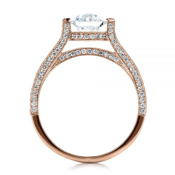 18k Rose Gold 18k Rose Gold Custom Diamond Engagement Ring - Front View - 1443