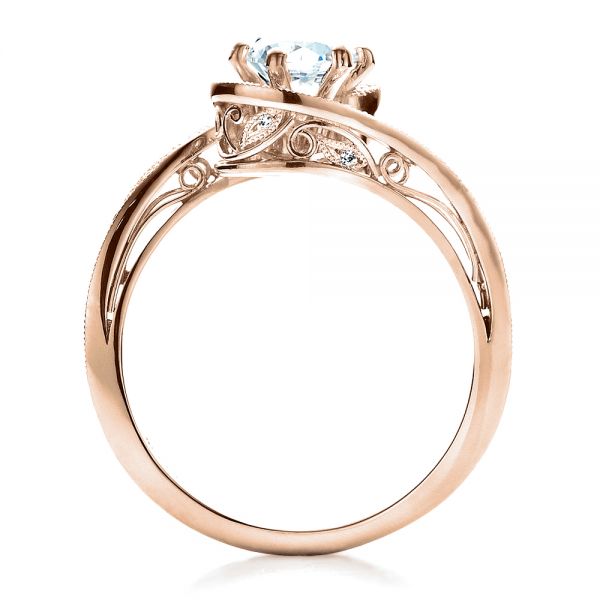 18k Rose Gold 18k Rose Gold Custom Diamond Engagement Ring - Front View -  1449