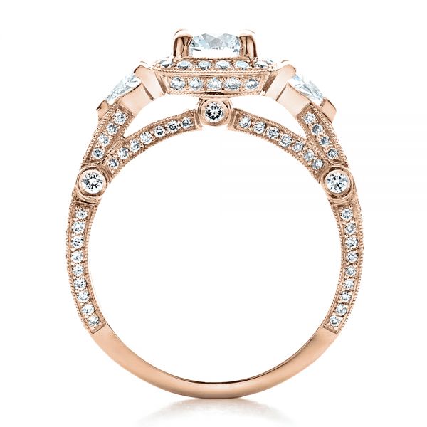 18k Rose Gold 18k Rose Gold Custom Diamond Engagement Ring - Front View -  1451