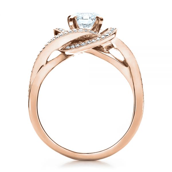 18k Rose Gold 18k Rose Gold Custom Diamond Engagement Ring - Front View -  1476