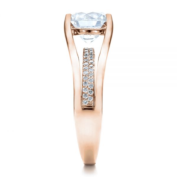 18k Rose Gold 18k Rose Gold Custom Diamond Engagement Ring - Side View -  100035