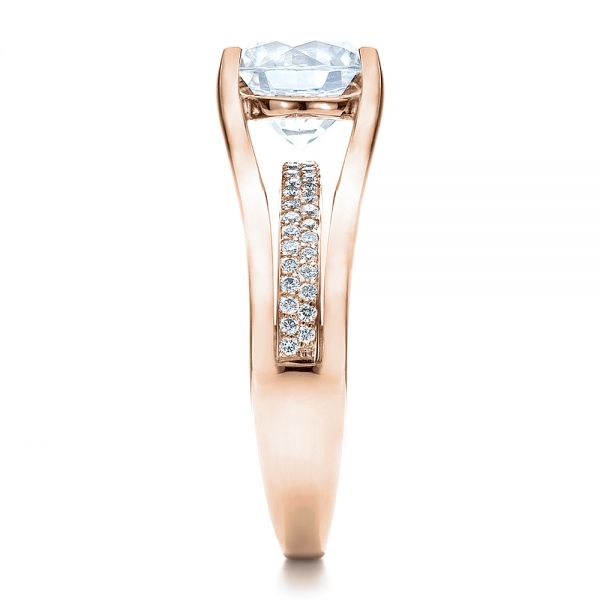 14k Rose Gold 14k Rose Gold Custom Diamond Engagement Ring - Side View - 100035