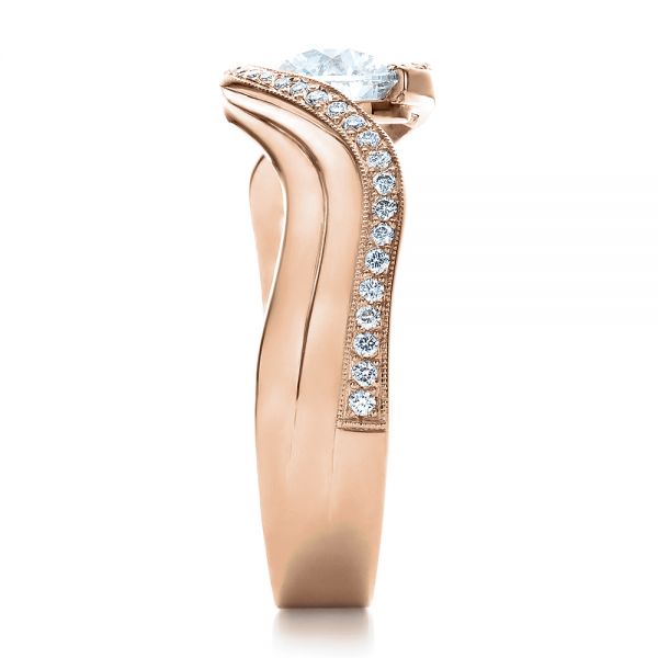 18k Rose Gold 18k Rose Gold Custom Diamond Engagement Ring - Side View -  100069