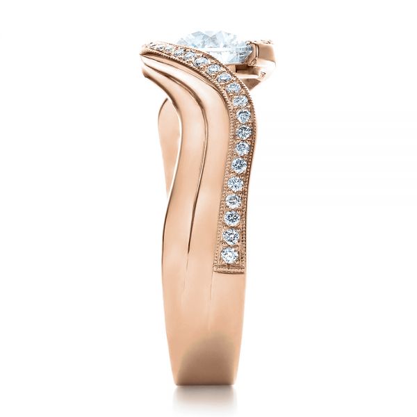 14k Rose Gold 14k Rose Gold Custom Diamond Engagement Ring - Side View - 100069