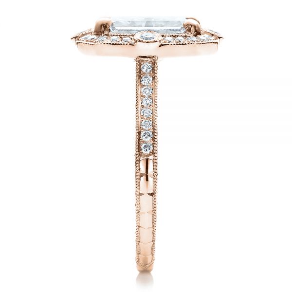 18k Rose Gold 18k Rose Gold Custom Diamond Engagement Ring - Side View - 100091
