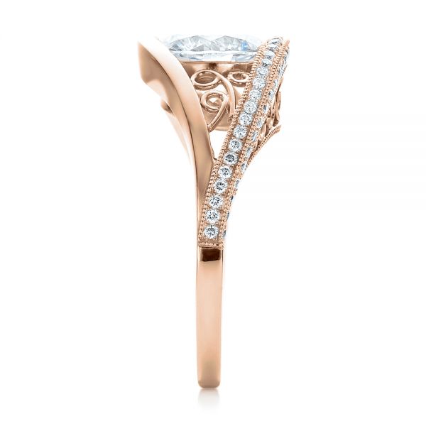 18k Rose Gold 18k Rose Gold Custom Diamond Engagement Ring - Side View -  100551