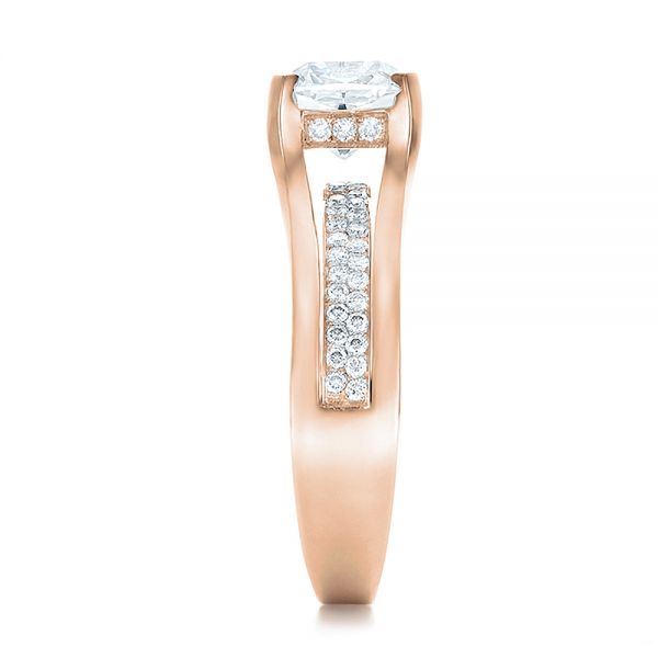 18k Rose Gold 18k Rose Gold Custom Diamond Engagement Ring - Side View -  100610