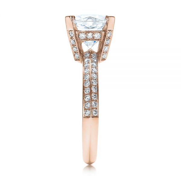 18k Rose Gold 18k Rose Gold Custom Diamond Engagement Ring - Side View -  100839