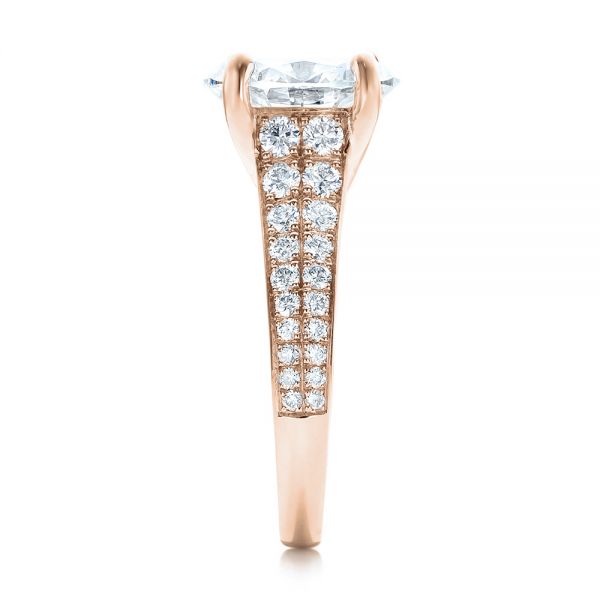 18k Rose Gold 18k Rose Gold Custom Diamond Engagement Ring - Side View -  100872