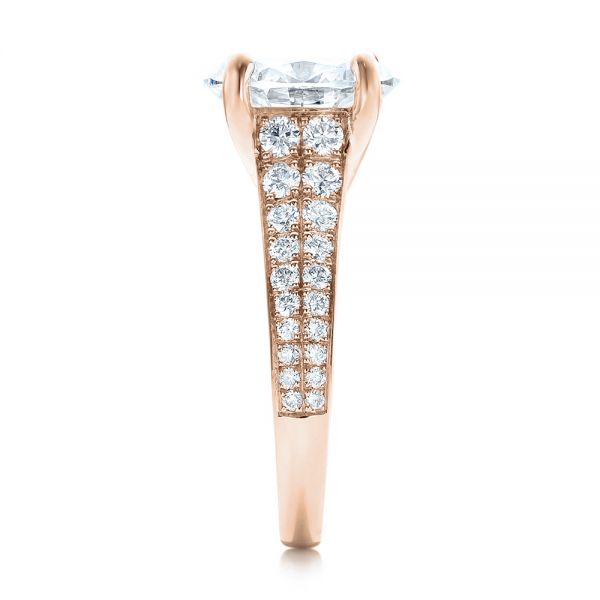 18k Rose Gold 18k Rose Gold Custom Diamond Engagement Ring - Side View - 100872