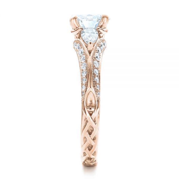 14k Rose Gold 14k Rose Gold Custom Diamond Engagement Ring - Side View - 101229