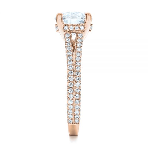 18k Rose Gold 18k Rose Gold Custom Diamond Engagement Ring - Side View - 101994