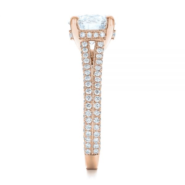 18k Rose Gold 18k Rose Gold Custom Diamond Engagement Ring - Side View -  101994