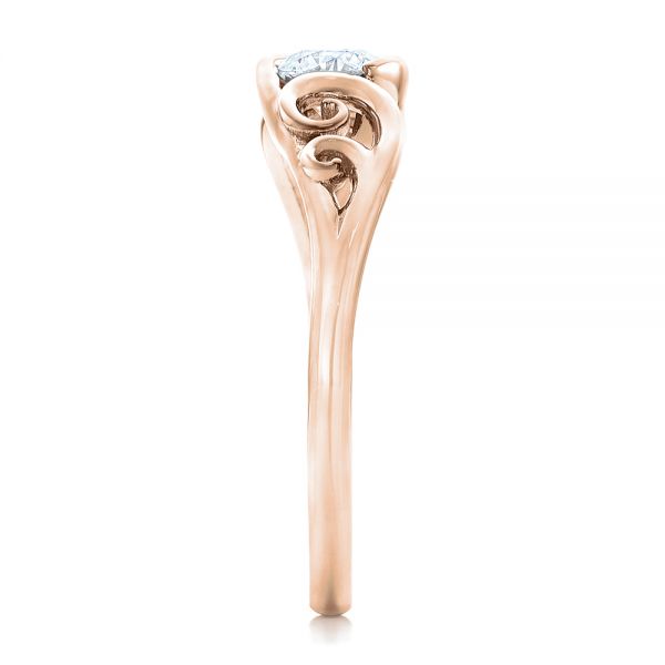 18k Rose Gold 18k Rose Gold Custom Diamond Engagement Ring - Side View - 102089