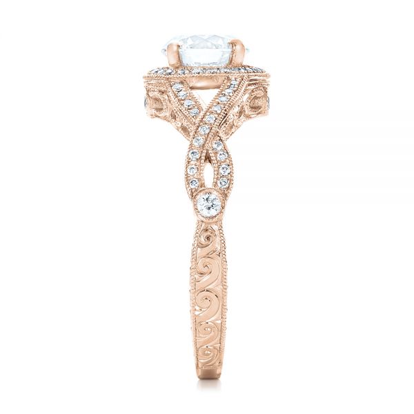 18k Rose Gold 18k Rose Gold Custom Diamond Engagement Ring - Side View -  102138