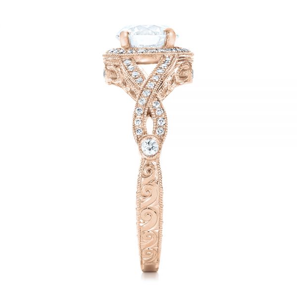 18k Rose Gold 18k Rose Gold Custom Diamond Engagement Ring - Side View - 102138
