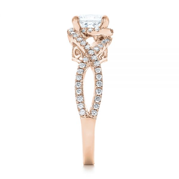 18k Rose Gold 18k Rose Gold Custom Diamond Engagement Ring - Side View -  102148