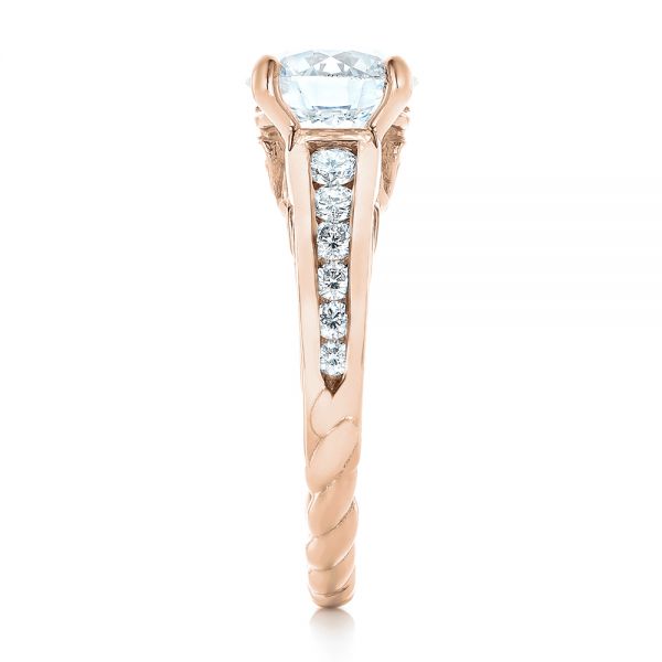 18k Rose Gold 18k Rose Gold Custom Diamond Engagement Ring - Side View - 102218