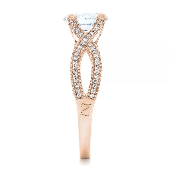 14k Rose Gold 14k Rose Gold Custom Diamond Engagement Ring - Side View - 102239
