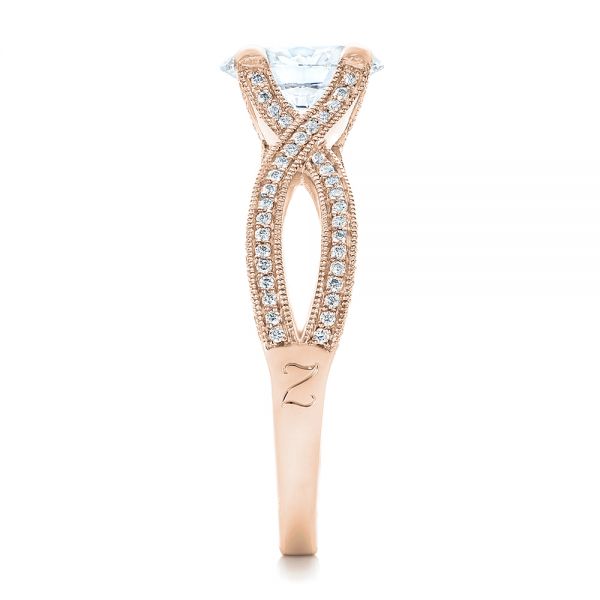 18k Rose Gold 18k Rose Gold Custom Diamond Engagement Ring - Side View -  102239