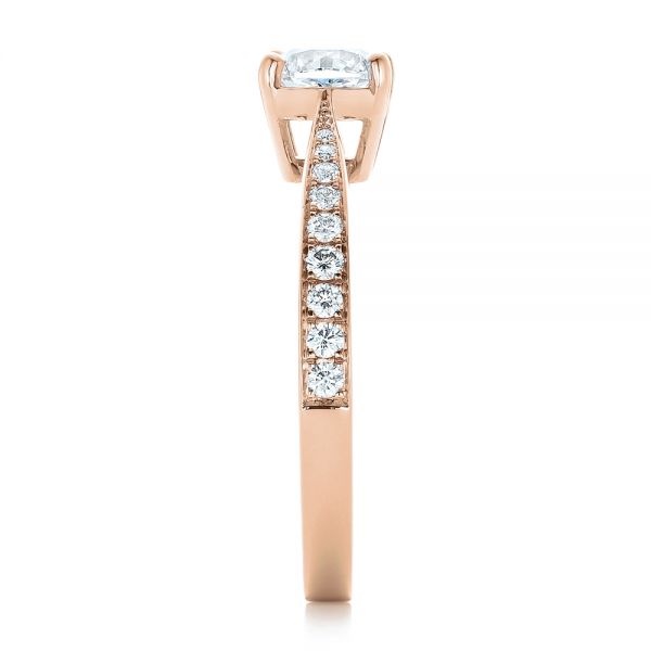 18k Rose Gold 18k Rose Gold Custom Diamond Engagement Ring - Side View - 102253