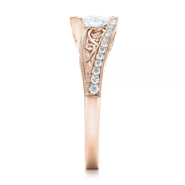 14k Rose Gold 14k Rose Gold Custom Diamond Engagement Ring - Side View -  102315