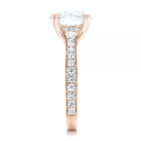 18k Rose Gold 18k Rose Gold Custom Diamond Engagement Ring - Side View -  102339