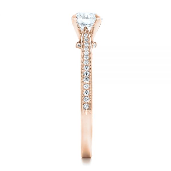 14k Rose Gold 14k Rose Gold Custom Diamond Engagement Ring - Side View - 102363