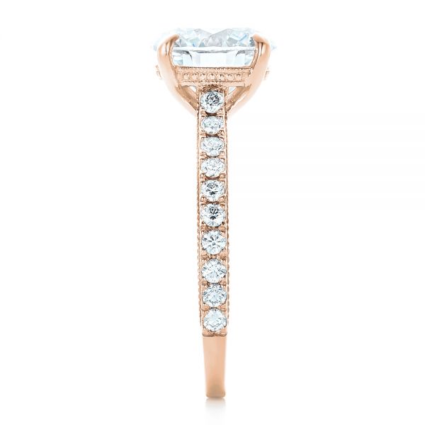 18k Rose Gold 18k Rose Gold Custom Diamond Engagement Ring - Side View -  102402