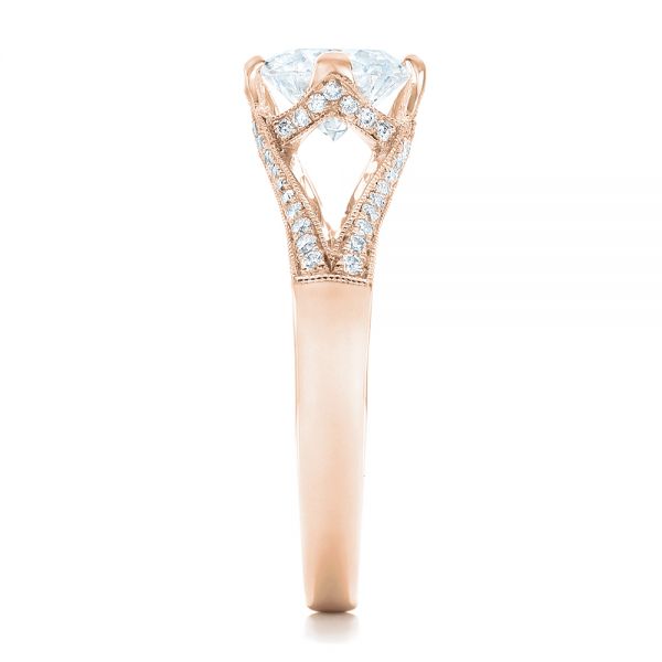 14k Rose Gold 14k Rose Gold Custom Diamond Engagement Ring - Side View - 102405