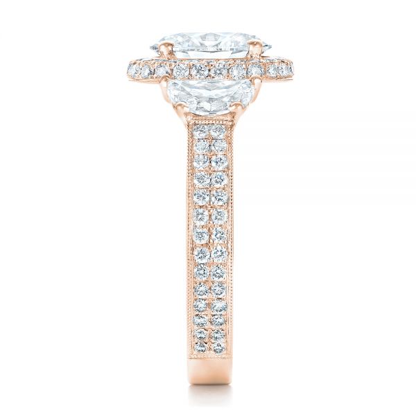 18k Rose Gold 18k Rose Gold Custom Diamond Engagement Ring - Side View -  102415