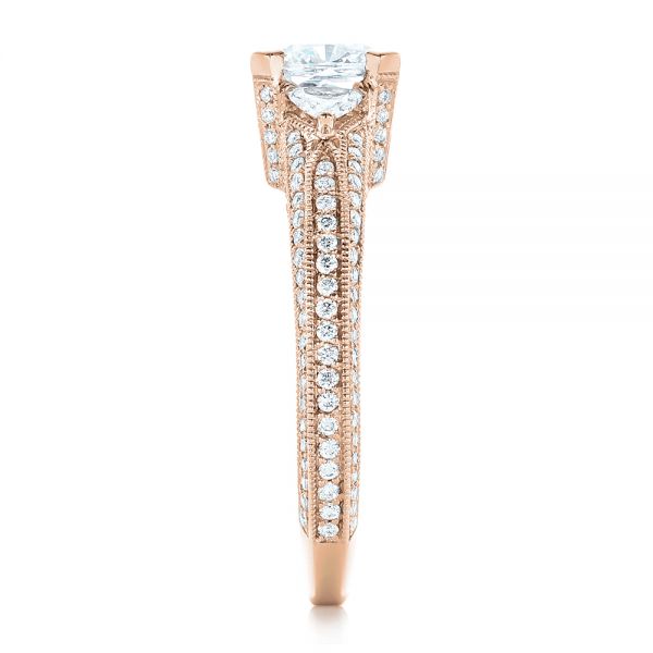 18k Rose Gold 18k Rose Gold Custom Diamond Engagement Ring - Side View -  102457