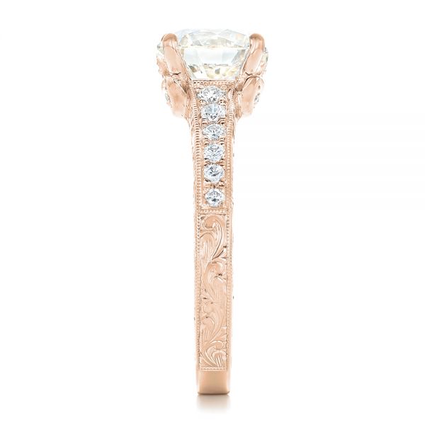 18k Rose Gold 18k Rose Gold Custom Diamond Engagement Ring - Side View -  102462