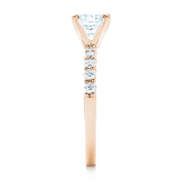 18k Rose Gold 18k Rose Gold Custom Diamond Engagement Ring - Side View -  102582