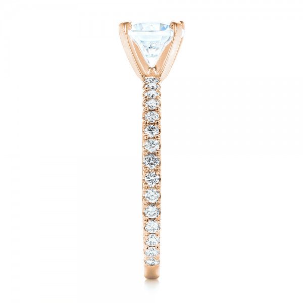 18k Rose Gold 18k Rose Gold Custom Diamond Engagement Ring - Side View - 102586
