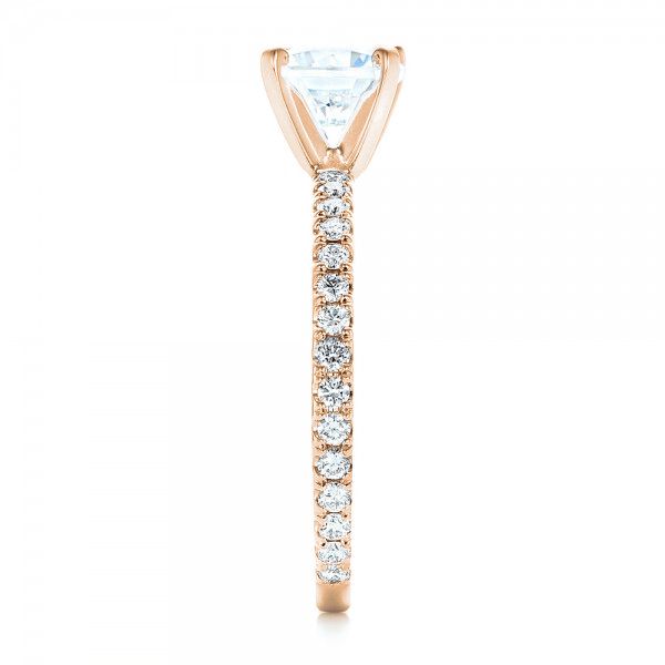 18k Rose Gold 18k Rose Gold Custom Diamond Engagement Ring - Side View -  102586