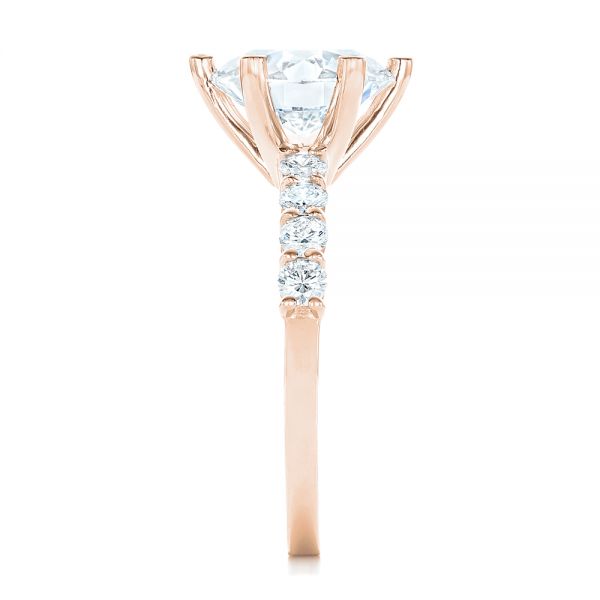 18k Rose Gold 18k Rose Gold Custom Diamond Engagement Ring - Side View - 102614
