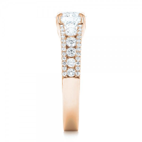 18k Rose Gold 18k Rose Gold Custom Diamond Engagement Ring - Side View -  102886