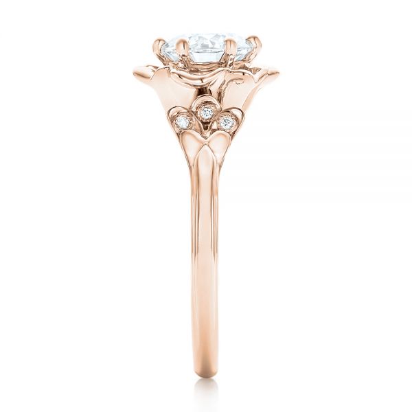 18k Rose Gold 18k Rose Gold Custom Diamond Engagement Ring - Side View -  102896