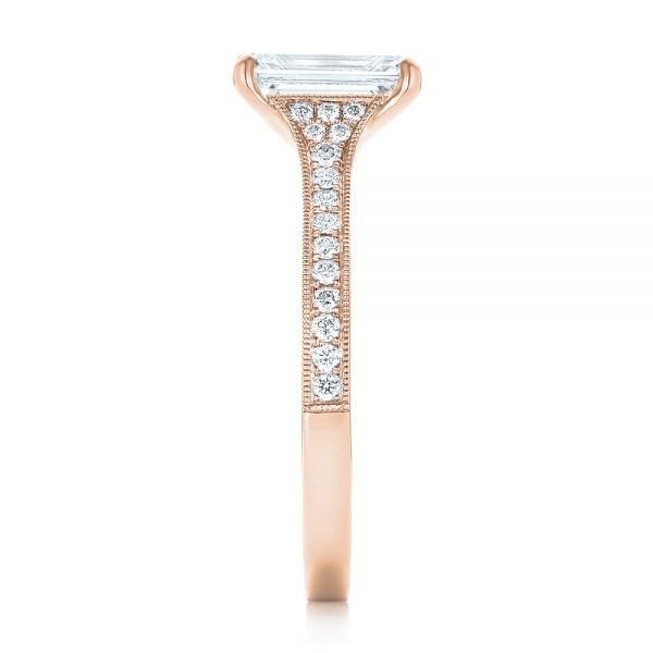 18k Rose Gold 18k Rose Gold Custom Diamond Engagement Ring - Side View - 102904