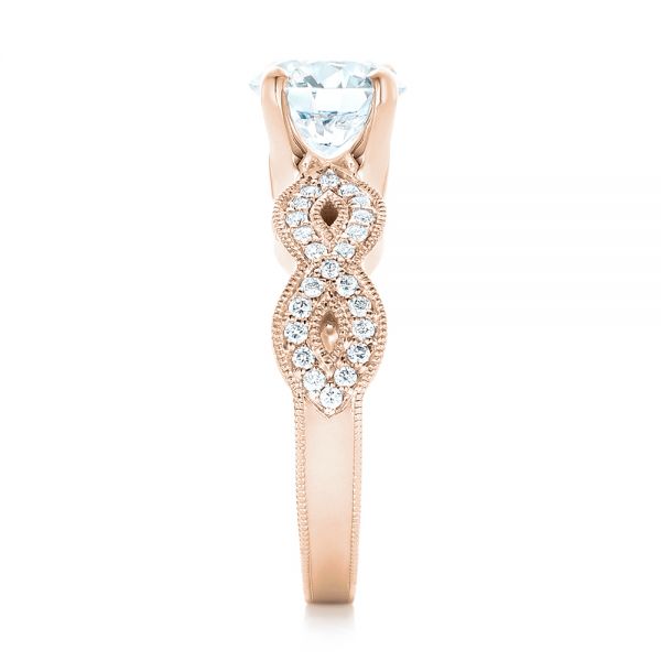 14k Rose Gold 14k Rose Gold Custom Diamond Engagement Ring - Side View -  102905
